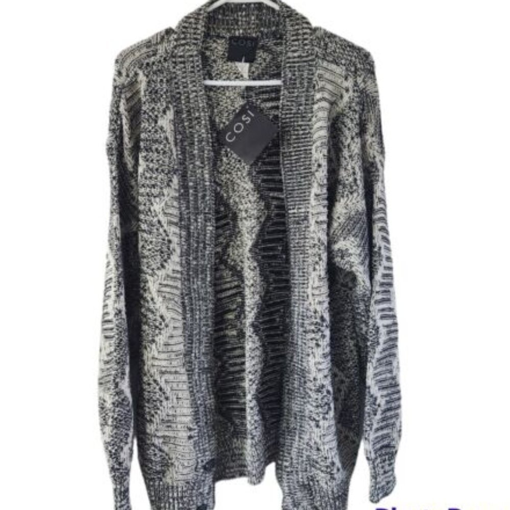 Vintage Cosi Gray Knit Sweater Cardigan Men Size L Women XL NEW Grandpa - Picture 3 of 6